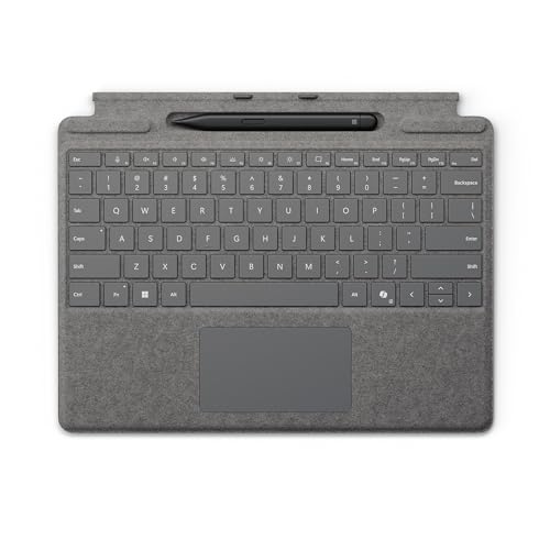 Microsoft Surface Pro Tastatur mit schlankem Stift, Platinum, kompatibel mit Surface Pro (11. Edition), Surface Pro 9 oder Surface Pro 8 von Microsoft