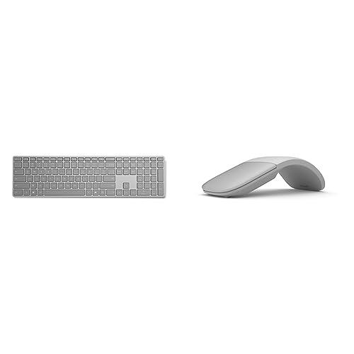 Microsoft Surface Tastatur (Bluetooth 4.0, QWERTZ) grau & Bluetooth, Surface Arc Mouse Platin Grau von Microsoft