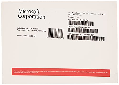 Microsoft Windows Server 2022 Cal 1 User [DE] von Microsoft