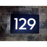 Kann Individuell Angepasst Werden Light Box Türnummer, Beleuchtete Leuchtkastennummer, Led Nummer, Adressnummer, Türschild, Hausnummer von Microway