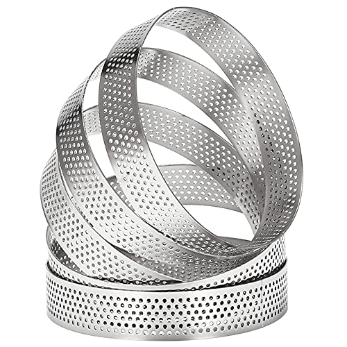 Micvtve 10 Stück Ringe für kreisförmige Torten, Löcher aus Stahl, Obstkuchen, Quiche, Mousse, Backform, 10 cm von Micvtve