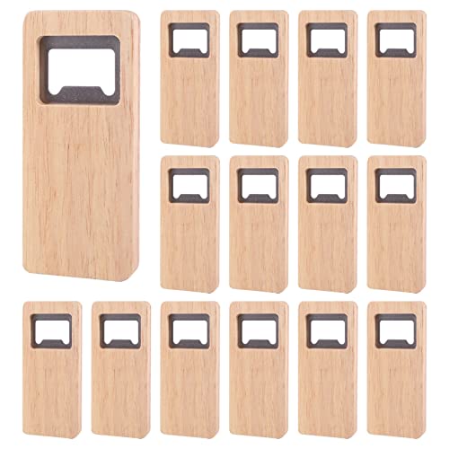 Micvtve 15 Stück Bierflaschenöffner aus Holz mit aus Holz, Korkenzieher aus Edelstahl, Flaschenöffner für Bar, Küchenzubehör, Geschenk für Partys von Micvtve