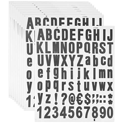 Micvtve 770 Stück 10 Blätter Aufkleber für Buchstaben Vinyl, selbstklebend, Alphabet-Nummern für Briefkasten (schwarz, 1) von Micvtve