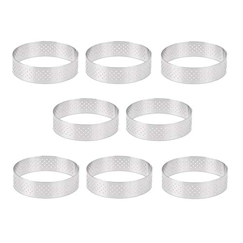 Micvtve 8 Stück 8 cm Törtchenformen aus Edelstahl für Desserts, französische Früchte, Quiche-Ring, Kuchenform von Micvtve