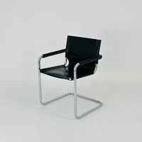 1 Of 2 Bauhaus Design Visitor Chair Black Leather 1970S von MidAgeVintageDE2