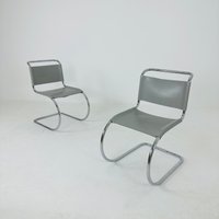 1 Of 2 Mr10 Lounge Grey Leather Chair Design By Ludwig Mies Van Der Rohe , 1980S von MidAgeVintageDE2