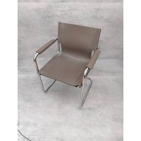 1 Of 6 Orginal Matteo Grassi Bauhaus Design Visitor Chair Grey Leather 1970S von MidAgeVintageDE2