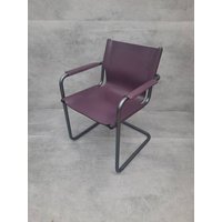 1 Von 3 Original Matteo Grassi Bauhaus Design Visitor Chair Purple Leather 1970S von MidAgeVintageDE2