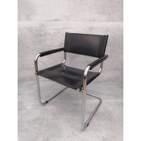 1 Von 3 Vintage Model S34 Black Leather Dining Chairs By Mart Stam & Marcel Breuer 1980S Thonet von MidAgeVintageDE2