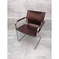 1 Von 6 Matteo Grassi Orginal Bauhaus Design Visitor Chair Brown Leather 1970S von MidAgeVintageDE2