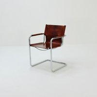 Bauhaus Matteo Grassi Visitor Chair in Congac Leather 1980S Italy von MidAgeVintageDE2