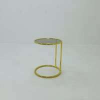 Bauhaus Round Golden Chrome & Glass Side Table Eileen Style , 1980S von MidAgeVintageDE2