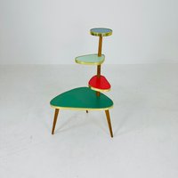 Big German Plant Stand, Colorful Vintage Mid-Century Minimalist Indoor Stand Side Table Retro Flower Table von MidAgeVintageDE2