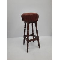 Mid Century English Country Vintage Style Bar Leather Stool 1950S von MidAgeVintageDE2