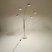 Mid Century Arch Floor Lamp Christian Koban Chrome & Carrara Marble For Dom Germany 1970S von MidAgeVintageDE2