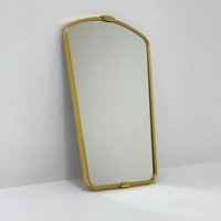 Mid Century Asymmetric German Brass Original Kidney Wall Mirror From The 60S von MidAgeVintageDE2