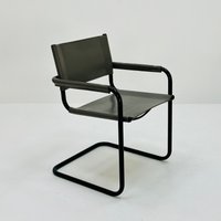 Mid Century B34 Grey Leather Cantilevered Chair By Mart Stam For Jox Interni Italy 1980S von MidAgeVintageDE2