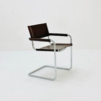 Mid Century Bauhaus B34 Brown Leather Cantilevered Chair By Mart Stam For Jox Interni Italy 1980S von MidAgeVintageDE2