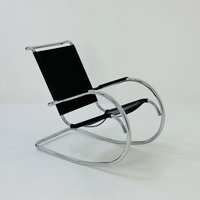 Mid Century Bauhaus Design Rocking Leather Chair By Fasem Italy 1980S von MidAgeVintageDE2