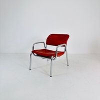 Mid Century Bauhaus Red Leather Chair , Italy 1960S von MidAgeVintageDE2