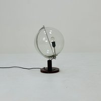 Mid Century Globe Table Lamp Made Of Wood, Metal & Glass 1970S von MidAgeVintageDE2