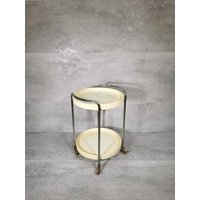 Midcentury Plastic & Metal Chrome Round Italian Bar Cart, 1950S von MidAgeVintageDE2