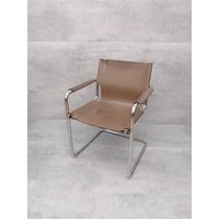 Orginal Matteo Grassi Bauhaus Design Visitor Chair Cream Leather, 1970S von MidAgeVintageDE2