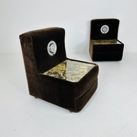 Pair Of Spaceage Nightstands in Brown Velor With Spot Lights 1970S France von MidAgeVintageDE2