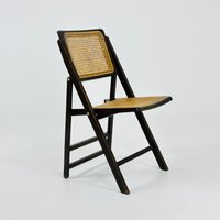 Rattan Vintage Folding Chair Gilles Ebonized Italy, 1960S von MidAgeVintageDE2