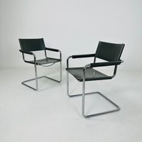 Set Of 2 Vintage Matteo Grassi Mg5 Leather Cantilevered Chairs By Mart Stam Italy 1980S von MidAgeVintageDE2