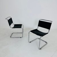 Set Of Two Mid-Century Vintage S33 Black Chair From Mart Stam Italy 1980S von MidAgeVintageDE2