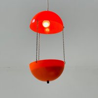 Space Age , Danish Orange Plastic Plant Lamp By Horn Lighting, 1970S von MidAgeVintageDE2