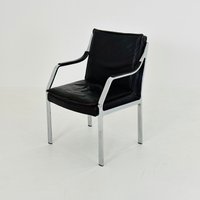 Vintage Steel & Leather Dark Brown Armchair By Preben Fabricius George Kastholm For Walter Knoll 1980S von MidAgeVintageDE2