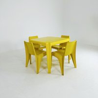 Yellow Set Of 4 Chairs & Table Space Age Bofinger Ba1171 Chair By Helmut Bätzner, 1970S von MidAgeVintageDE2
