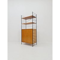 Free Standing String Shelf-System, Bookcase With Cabinet Teak By Whb Germany, 1950S Free Standing String Shelf-System, Bookcase With Cabinet Teak By Whb Germany, 1950S von MidAgeVintageDE