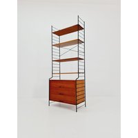 Free Standing String Shelf-System, Bookcase With Cabinet Teak By Whb Germany, 1950S Free Standing String Shelf-System, Bookcase With Cabinet Teak By Whb Germany, 1950S von MidAgeVintageDE