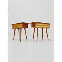 German Mid Century Beech Nightstands/ Bedside Tables By Verralux, 1960S von MidAgeVintageDE