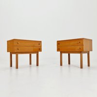 German Mid Century Oak Nightstands/ Bedside Tables By Wk Möbel , 1960S Set Of 2 German Mid Century Oak Nightstands/ Bedside Tables By Wk Möbel , 1960S Set Of 2 von MidAgeVintageDE