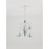 Space Age Ceiling Lamp/ Pendant Lamp By Richard Essig Sputnik Atom, Chrome & Glass, 1970S von MidAgeVintageDE