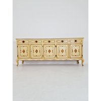 Super Rare Antique French Giant Venetian White Lacquered Sideboard Louis Xiv von MidAgeVintageDE