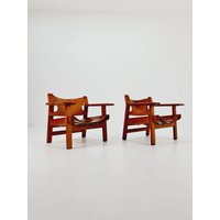Super Rare Mid Century Danish Easy Canvas Lounge Chairs By Børge Mogensen For Fredercia Stolfabrik , 1950S, Set Of 2 Super Rare Mid Century Danish Easy Canvas Lounge Chairs By Børge Mogensen For Fredercia Stolfabrik , 1950S, Set Of 2 von MidAgeVintageDE