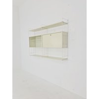Wall-Hanging String Shelf-System, Bookcase With Bar Cabinet By Whb Germany, 1950S von MidAgeVintageDE
