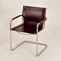 1 Of 4 Matteo Grassi Visitor Chair in Brown Leather 1970S 1 Of 4 Matteo Grassi Visitor Chair in Brown Leather 1970S von MidAgeVintageDE2