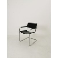 1 Of 6 S34 Tubular Steel Black Dining Chairs By Mart Stam For Jox Interni - 1970S von MidAgeVintageDE2