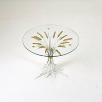Hollywood Regency Hans Kögl Coffee Table in Wheatsheaf Look White & Gold, 1960S von MidAgeVintageDE2