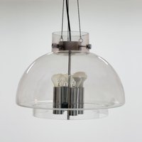 Large Mid-Century Glass Ball Pendant By Glashütte Limburg, Germany, 1970S - Chrome & Chandelier von MidAgeVintageDE2