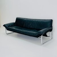Mid Century Black Leather 3-Seater Sofa By Johan Bertil Häggström For Ikea 1980S Sweden von MidAgeVintageDE2