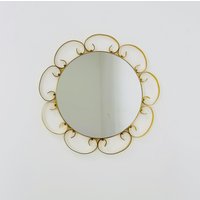 Mid Century Circle -Shaped Mirror With Golden Metal Frame - 1960S Italy Mid Century Circle -Shaped Mirror With Golden Metal Frame - 1960S Italy von MidAgeVintageDE2