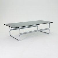 Mid Century Large Bauhaus Coffee Table Tubalr Chrom & Smoked Glass By Gae Aulenti Italy 1980S von MidAgeVintageDE2