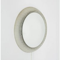 Mid Century Large Round Mirror With Lighting & Plexiglass Edge 1960S von MidAgeVintageDE2